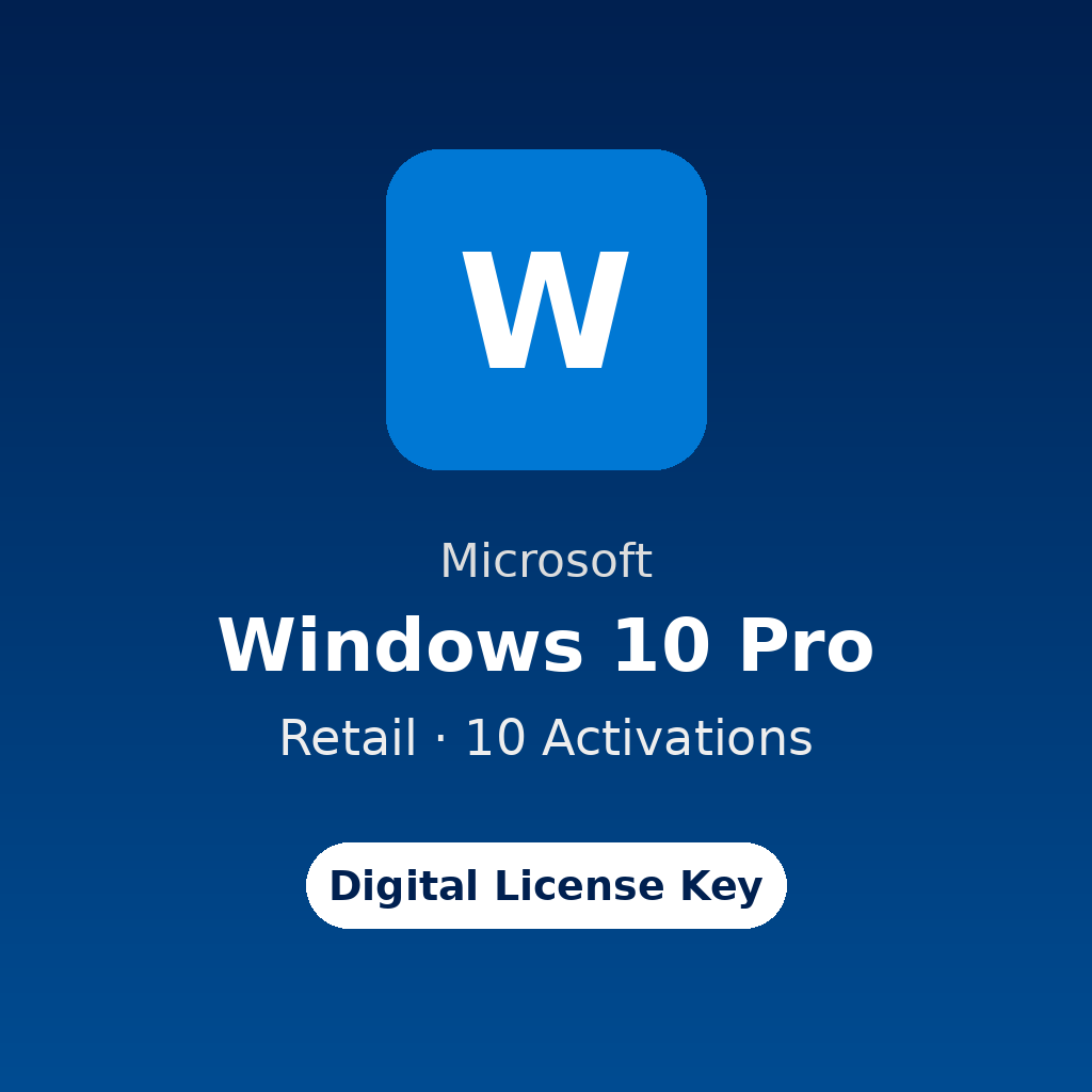 Microsoft Windows 10 Pro Retail – 10 Activations digital license key